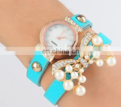 European fashion ladies bracelet watch bowknot retro winding watch butterfly pearl bracelet watches