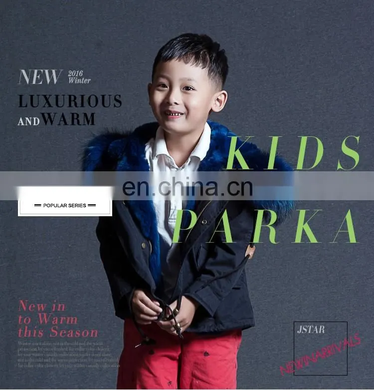 Wholesale price fake fur children winter jacket and boys parka jacket