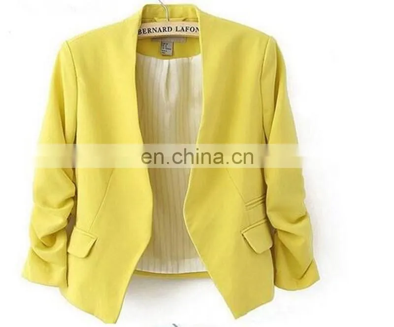 2017 New Fashion Candy Color Women Slim Short Design Suit Coat