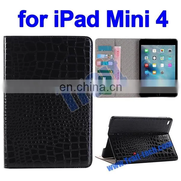 Crocodile Pattern Wallet Style Side Flip PC+ PU Leather Case for iPad Mini 4