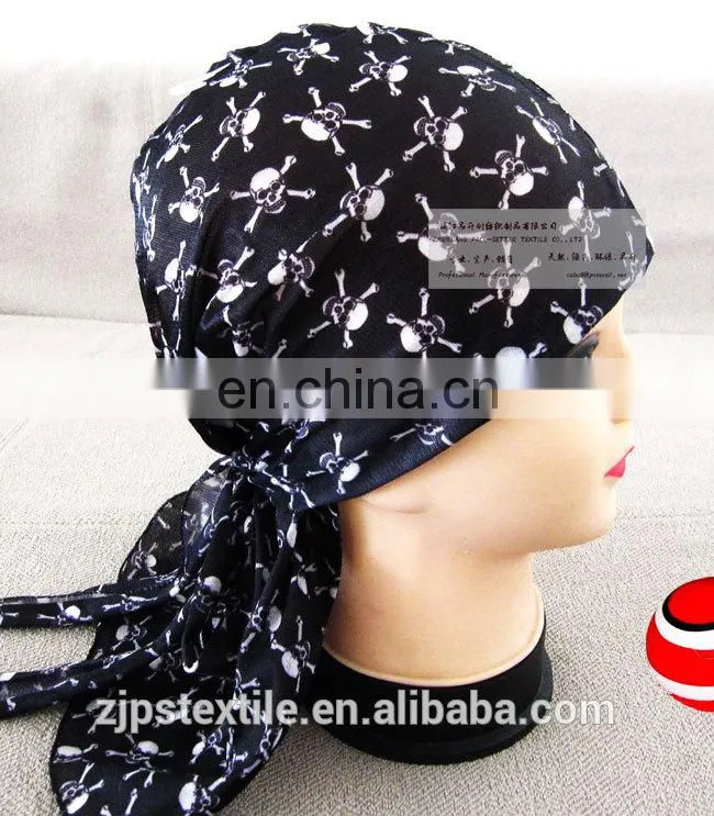 2014profession customize 100% cotton black with white pirate logo triangle bandana