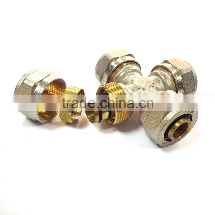 Tubomart HPB58-3A brass screw cross fitting chrome-plated gas pipe fitting for heating