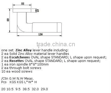 ZH006:TRUST Zinc Alloy Lever Door Handle with Escutcheon