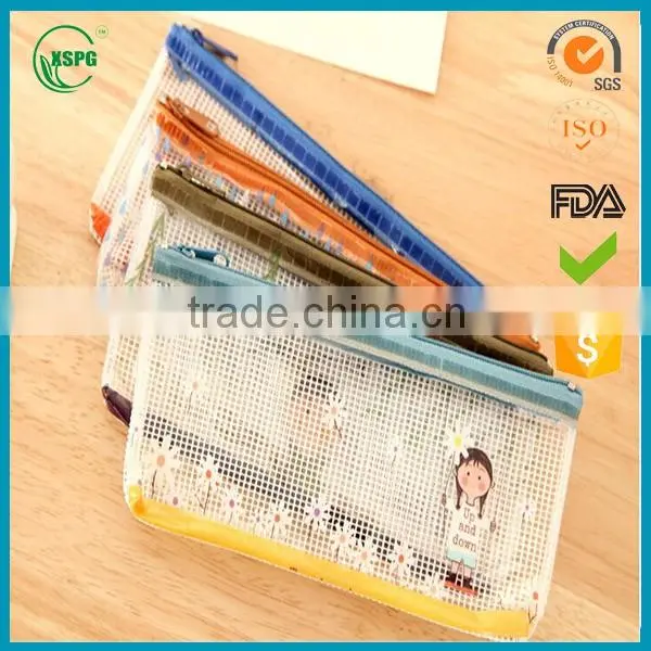 clear plastic PVC ykk zipper document bag
