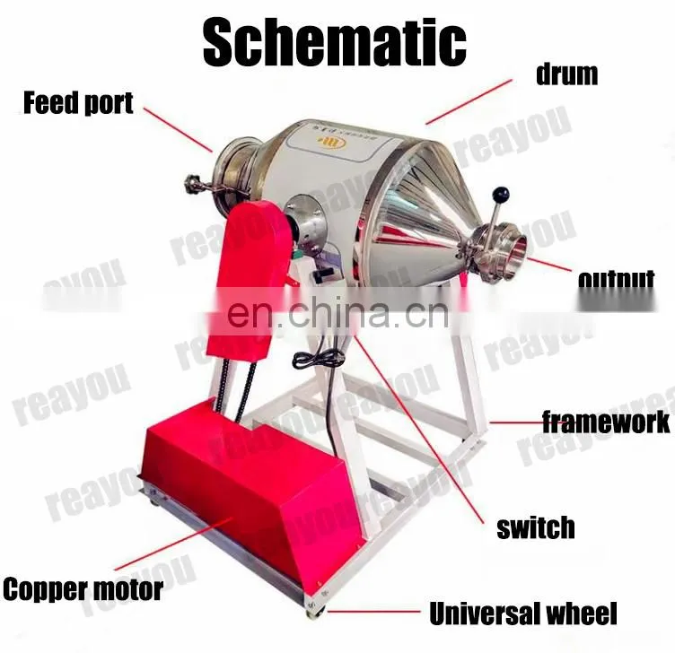 100L 200L 300L Large Capacity Drum Powder Mixing Machine for Spice Detergent Cosmetic Powder Mixer Machine