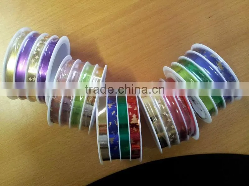 PP Printed Star Ribbon Wrapping Roll for Gift Packing,Pull Bow for Decoration Christmas