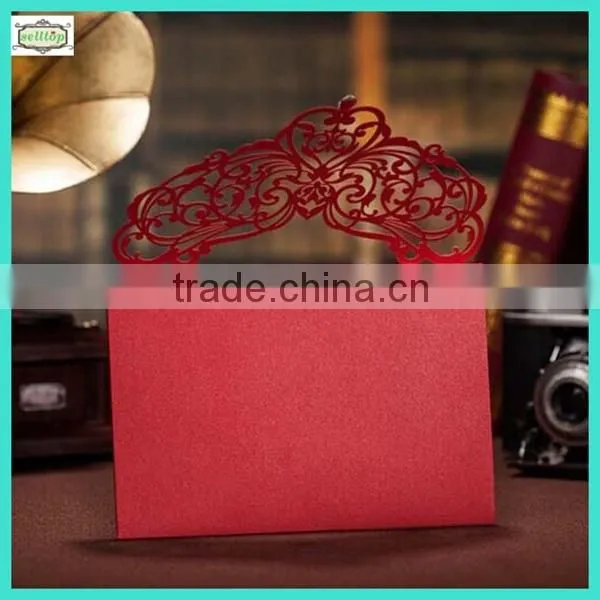 2014 high quality handmade laser cut wedding invitation card