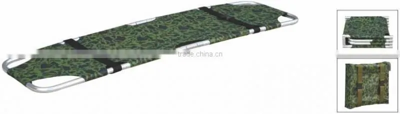 Double collapsible and four folding tactical military stretcher