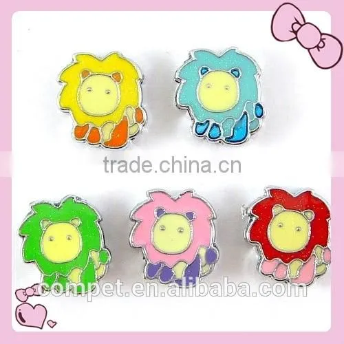 Lion Cartoon Enamel Slide Charm 8mm inner Width Wholesale