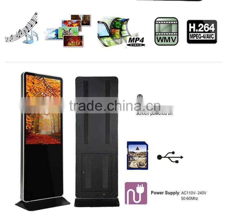 47" Floor Standing Touch Screen Display/Lcd Digital Signage Media Player/Indoor Led Video Display Screen