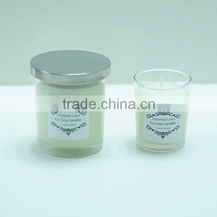 6oz scented candle in glass jar with metal lid &custom sticker