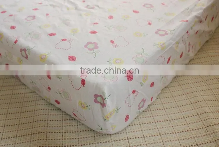 100% cotton printed baby crib fitted sheet