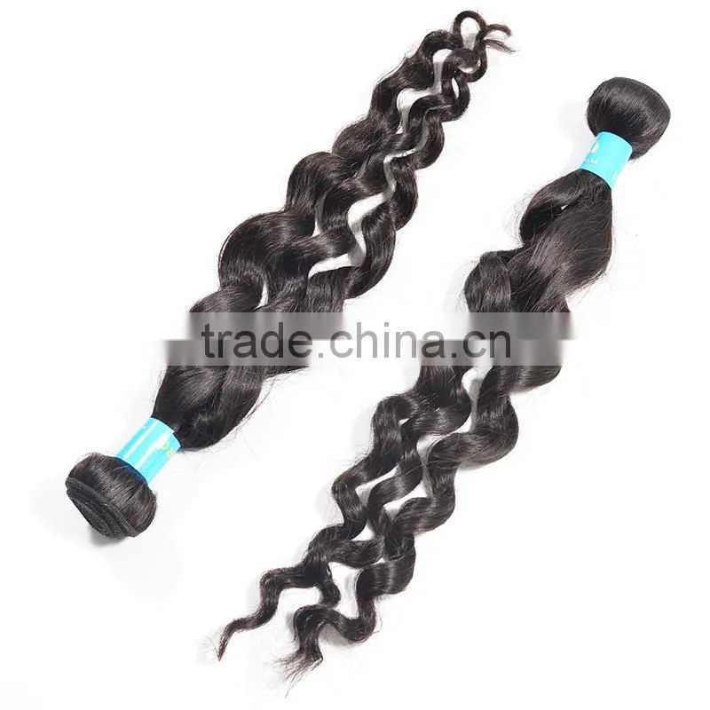 Indian Human Hair Extensions Black Color French Curl Hair Weaving
