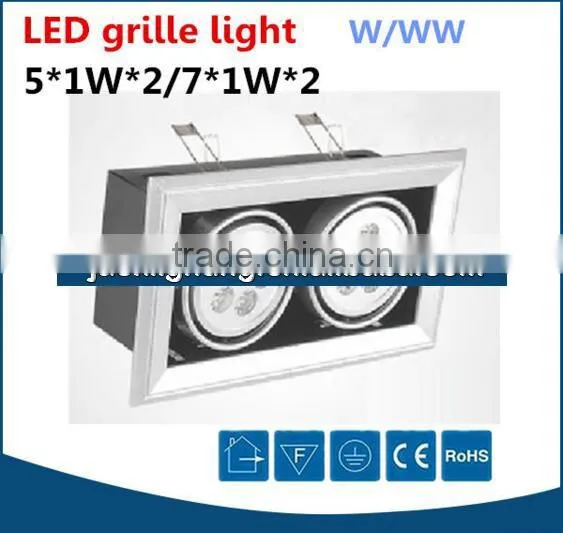 Aluminum Discount 3200k led rectangular ceiling light grille 2x5W, showroom led grille lamp 10W 2x7W 14W