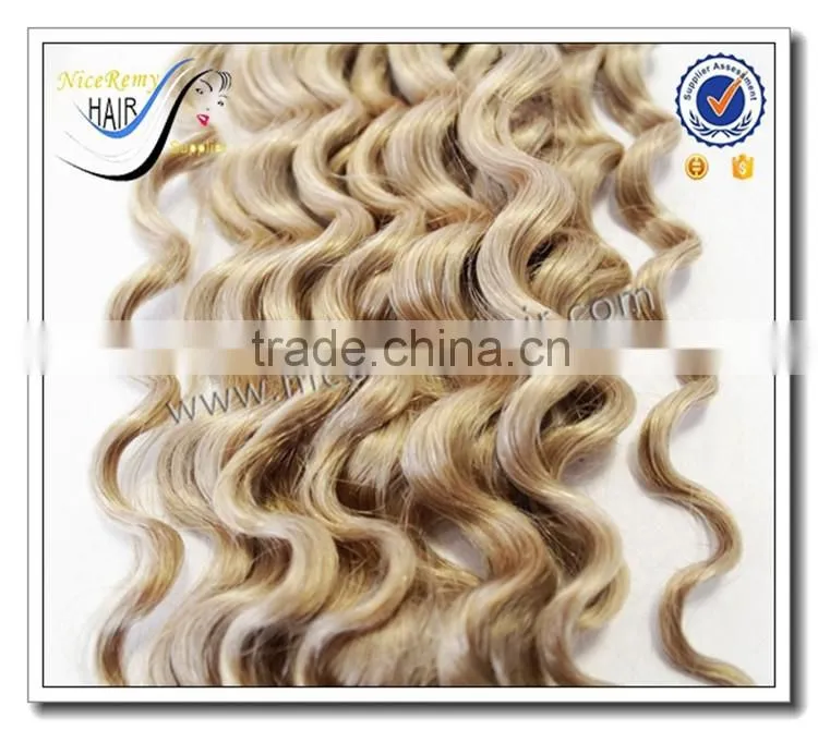 Top Quality Fast Delivery Wholesale Blonde Wavy Deep Curly Ombre Weave 100 Virgin Human Hair