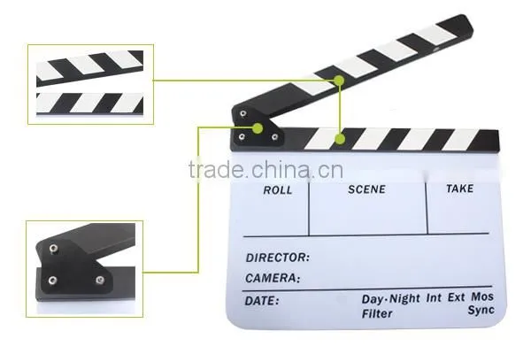 Acrylic Plastic Dry Erase Director's Colorful Film Movie Clapboard Clapper Board with Sticks(9.85x11.8 inch)
