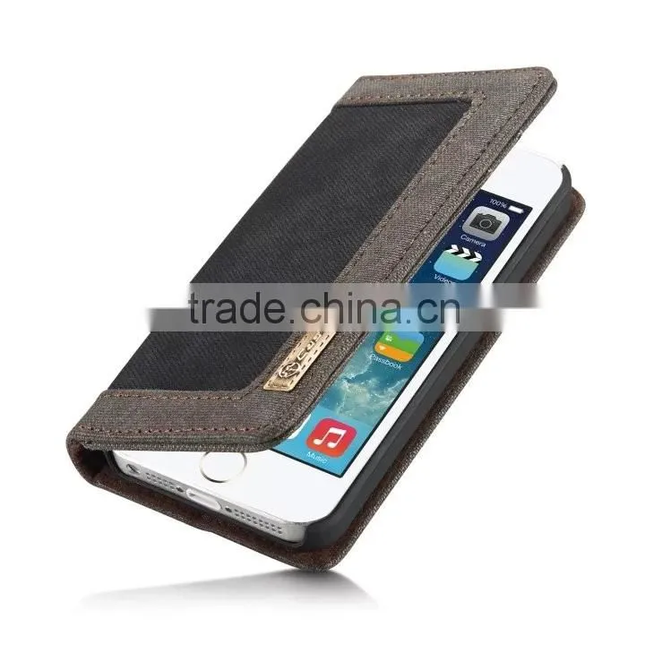 Caseme Jean series waterproof woven fabrics case for iphone SE/5/5S With inner card slot holder wallet flip case for iphone se