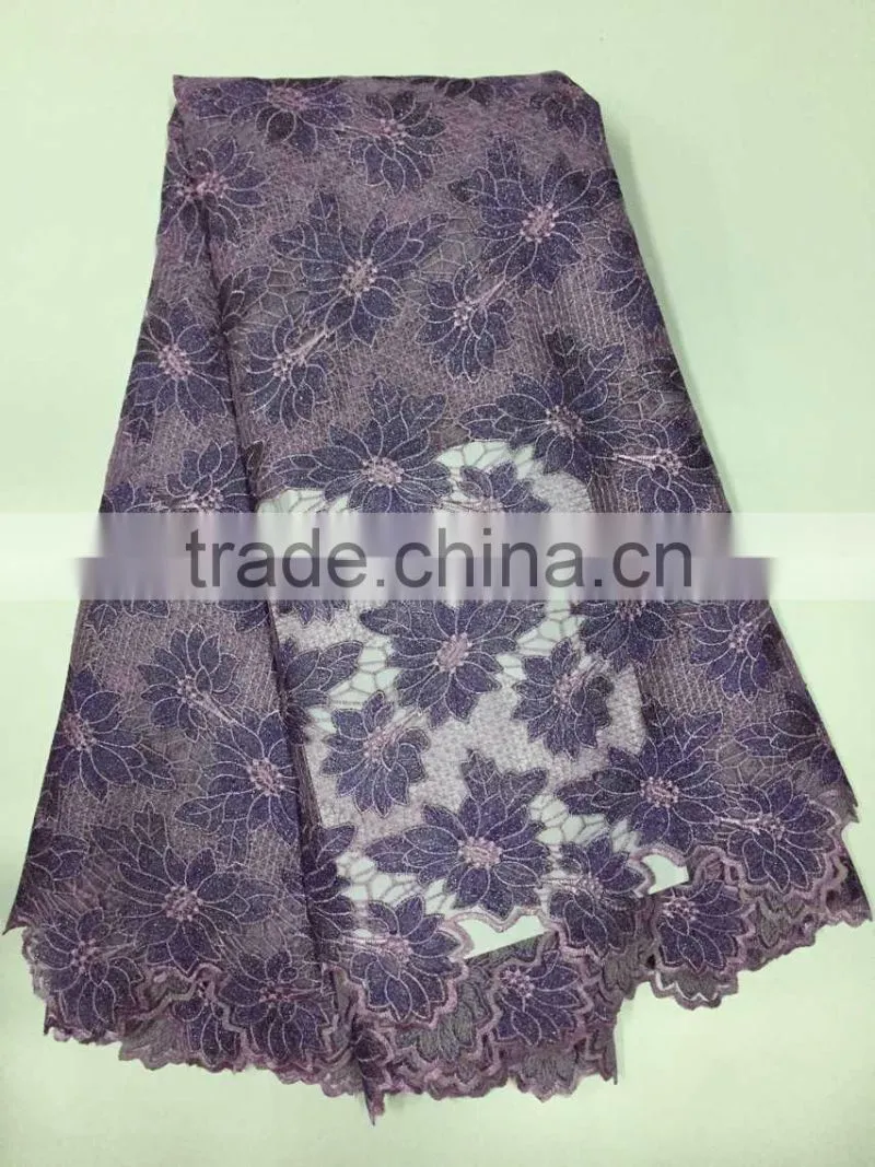 Guangzhou Cotton Fabric Lace Trim/Chantilly Lace Embroidery