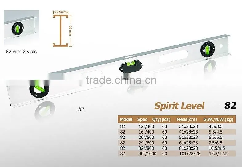 Top quality heavy duty adjustable spirit level