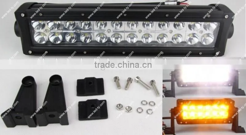 High Quality Amber and White LED Light Bar 13.5" LED Driving Light Bars 72w Car LED Light Bar