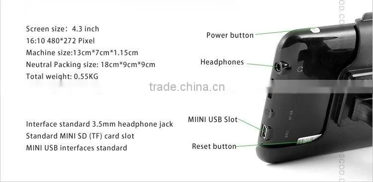 4.3 inch bluetooth gps