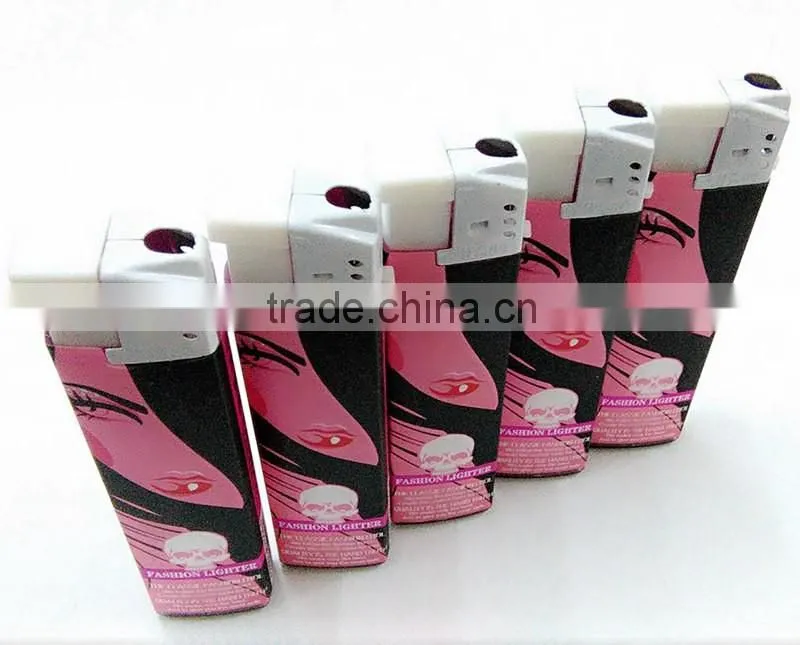 2016 New model pretty lady paper wrapped refillable lighter plastic for wholesale