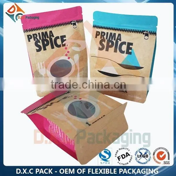 Flat Bottom Pouch Bag With Zipper For Food Packaging