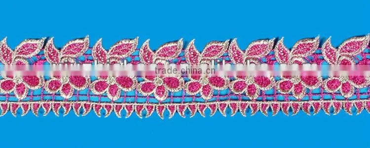 WL009 metallic yarn African embroidery chemical lace trim water soluble lace