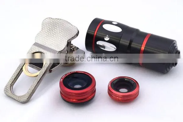Universal Clamp Camera Lens 4 in 1 Wide Angle Macro Fisheye 10X Telephoto Camera Lens For iPhone/Samsung/HTC/iPad/Smartphone