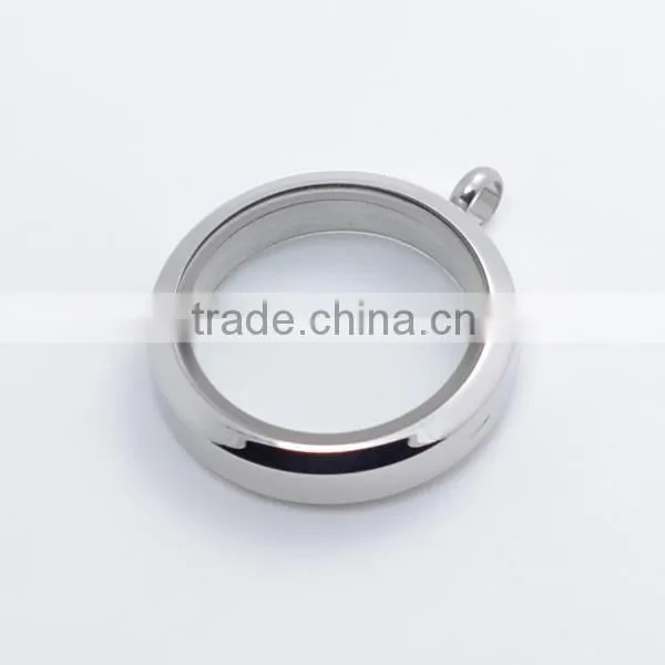 2015 fashion 20mm/25mm/30mm round plain stainless steel photo glass memory floating charm locket