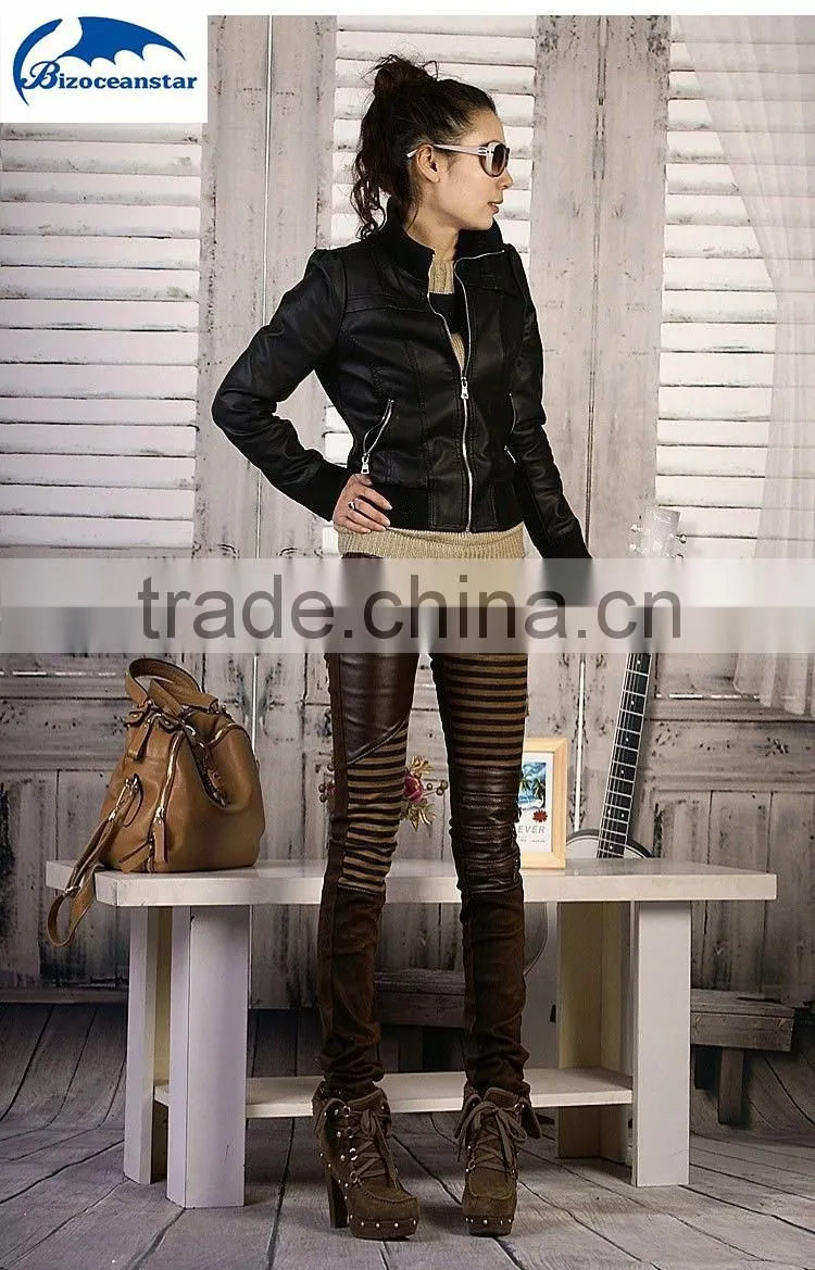 Sexy Women's Jeans Leather Detail Skinny Stretch Fashion Casual Pants Denim