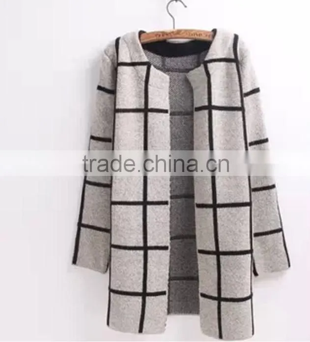 Round neck long-sleeved long section women cardigan cheap long cardigans