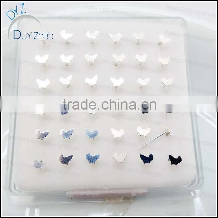 gold map shape sterling silver nose pins