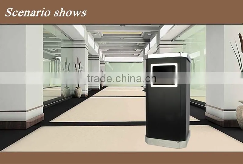 shopping mall usage square ground stainless steel trash bin