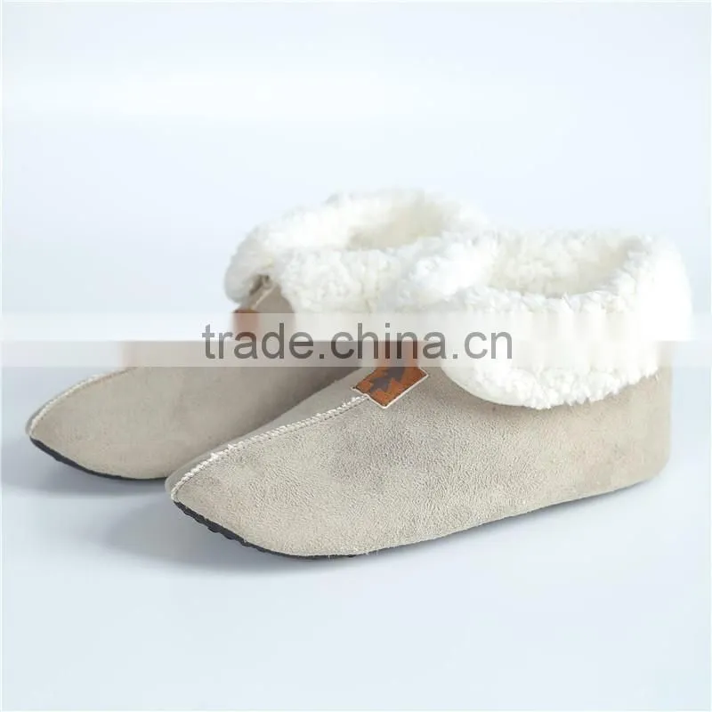 Women ankle slipper boots with shoe lace