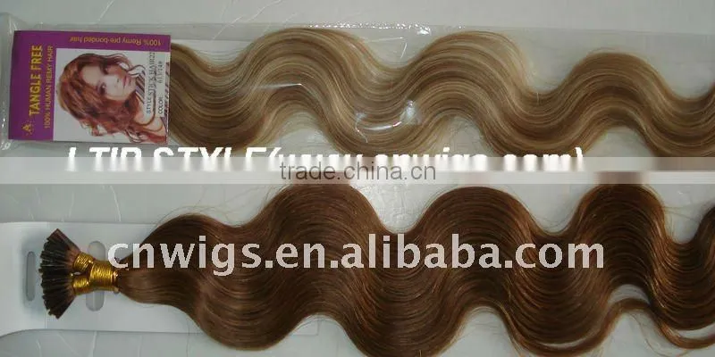 TOP selling curly colorful keratin fusion human hair extensions