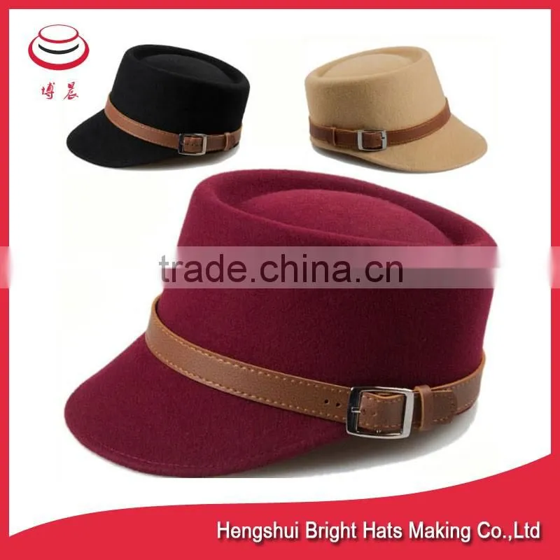Black Felted Peaked Hat 100% Wool