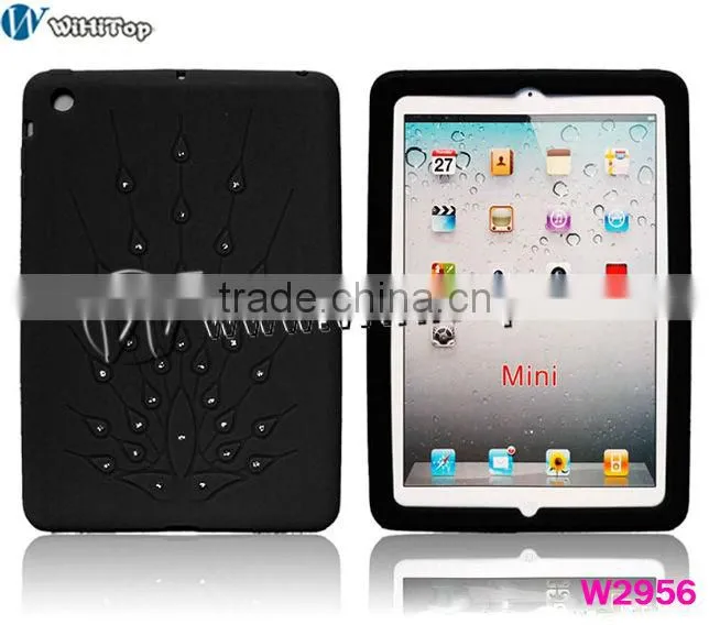for ipad mini bling hard case,Luxury Bling Peacock Feathers Silicone case