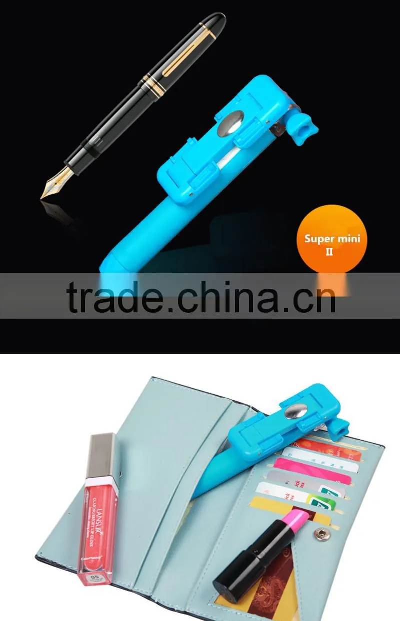2015 Best Selling Supreme Mini II Selfie Stick With Viewfinder Mirror Wireless Bluetooth Selfie Stick
