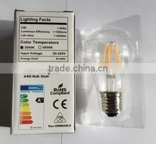 LED New Filament Type and CE, Energy Star, ETL, RoHS, UL Certification LED Filament Lamp 8W