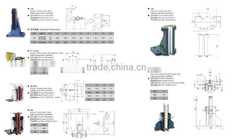 Elevator guide rail shoes
