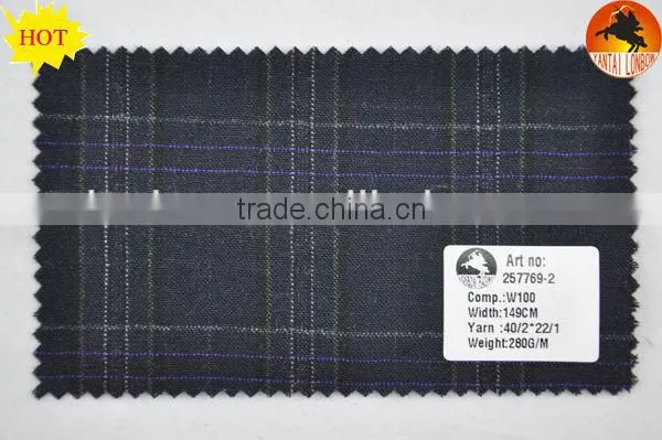 stock fine plaid all wool fabric for men's jacketing
