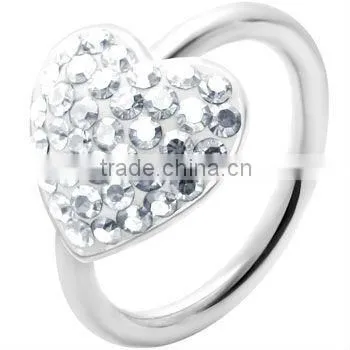 16 Gauge 3/8" Red Heart Crystal Ice Captive Belly Ring