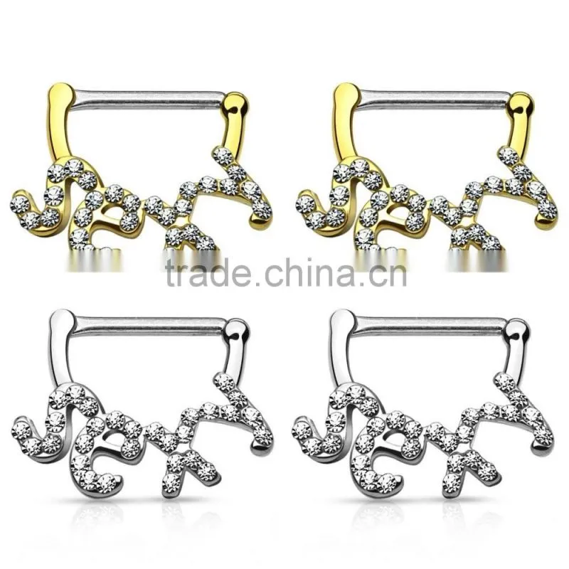 Crystal Paved Sexy Nipple Ring Clicker