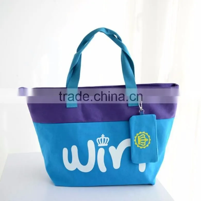 2016 newest custom cheap price cotton tote bag with zipper