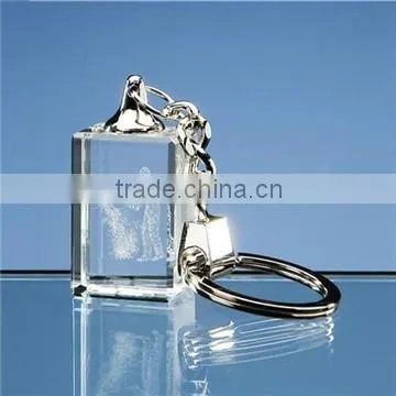 Wholesale 3d laser engraved crystal cube glass block 3d engraving airplane key chain for gifts souvenirs