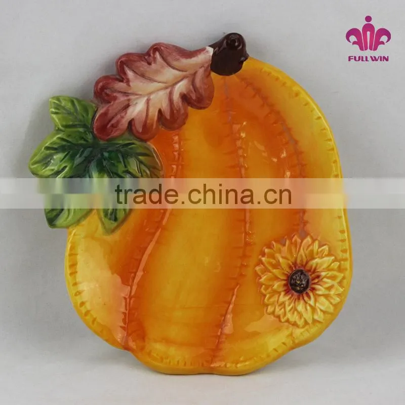 Wholesale ceramic plates,pumpkin plate for harvest decorative