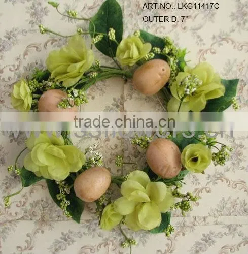 Hot Sale 7" Artificial Polyster Rose with Eggs Easter Wreath