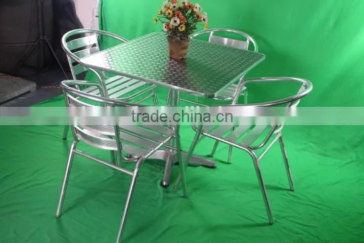 cheap restaurant furniture cast aluminum chair with stainless steel table YC001 YT2