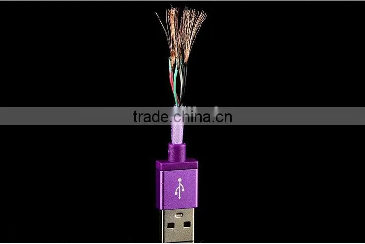 Tangle Resistant Aluminum Mesh Braided Micro 5 pin USB Charger Cable for Samsung